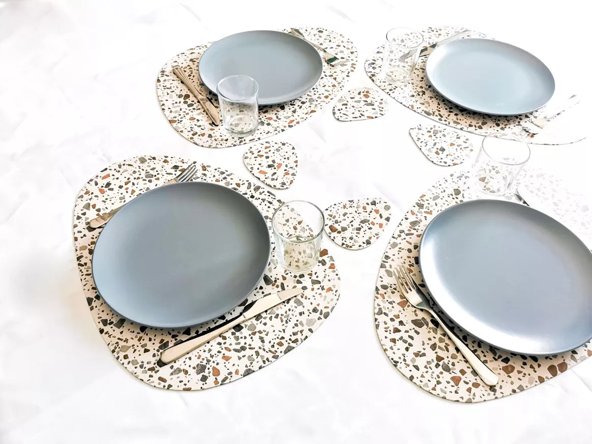 Sets de Table PEBBLE aspect Terrazzo - ensemble de 4