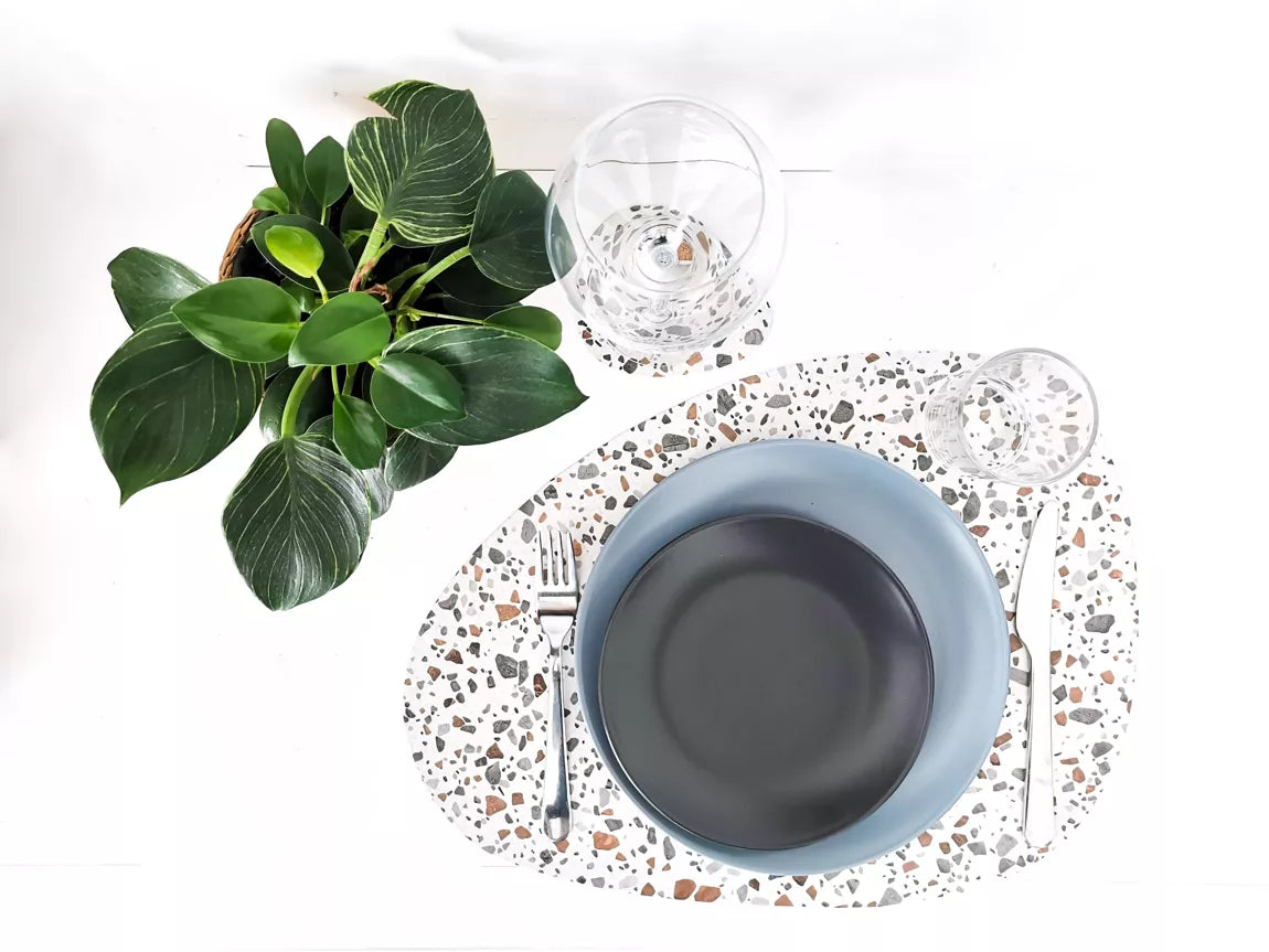 Sets de Table PEBBLE aspect Terrazzo - ensemble de 4