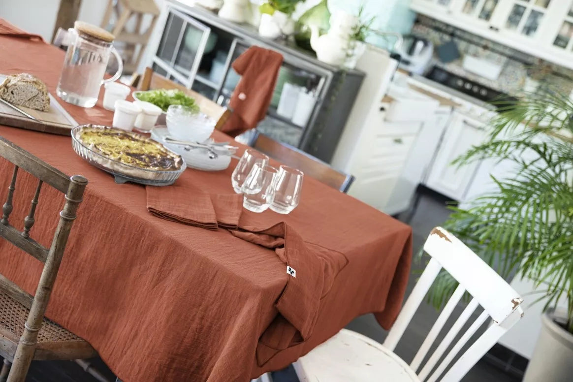 Nappe rectangle GAÏA Terracotta -  L'effet papillon
