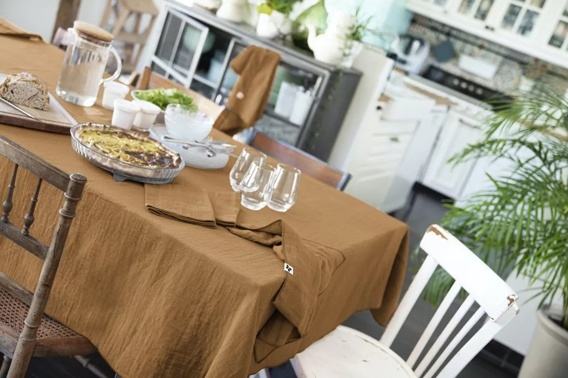 Nappe rectangle GAÏA Camel -  L'effet papillon