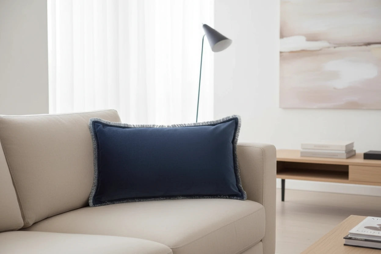 Coussin uni Fara Marine 40 x 65 - MAISON VIVARAISE