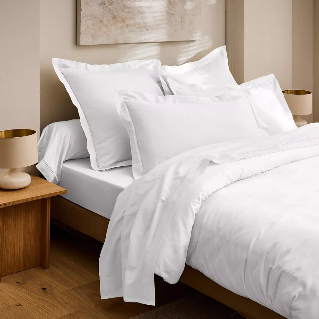Housse de couette "Prestige" Blanc optique  "100% Satin de coton Peigné" - Coton pur