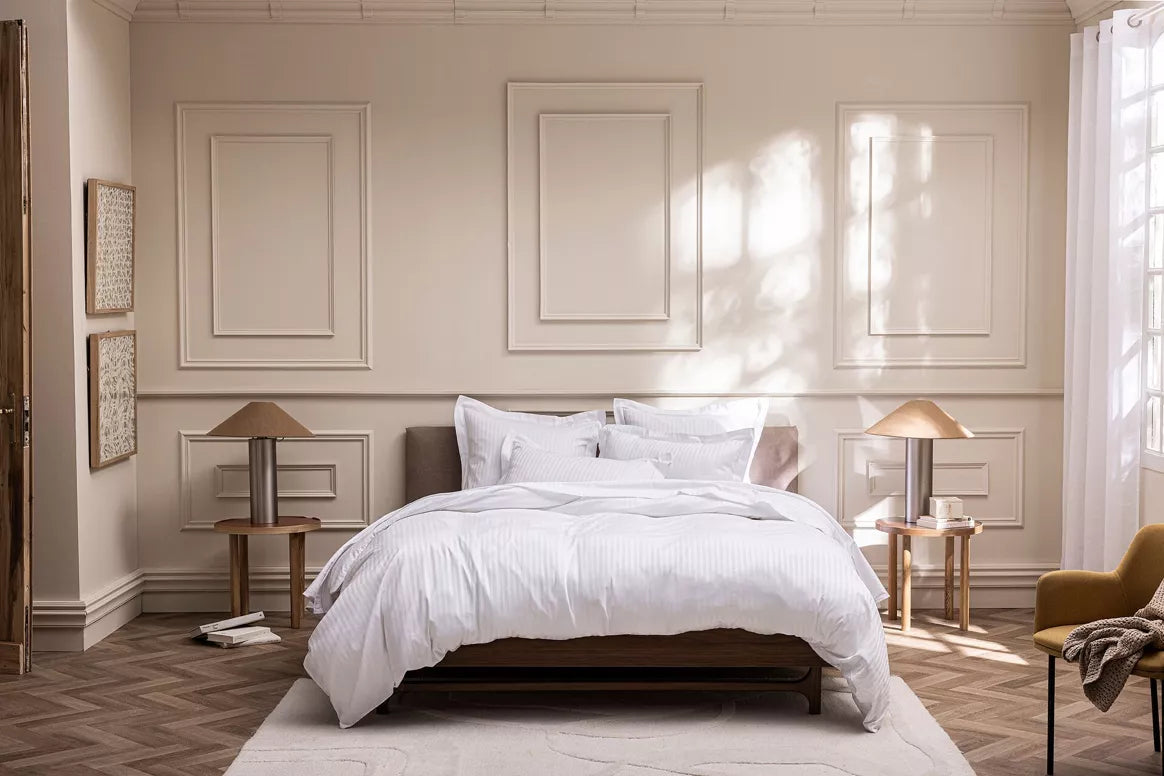 Housse de couette "Prestige" Fines Rayures"100% Satin de coton Peigné" - Coton pur