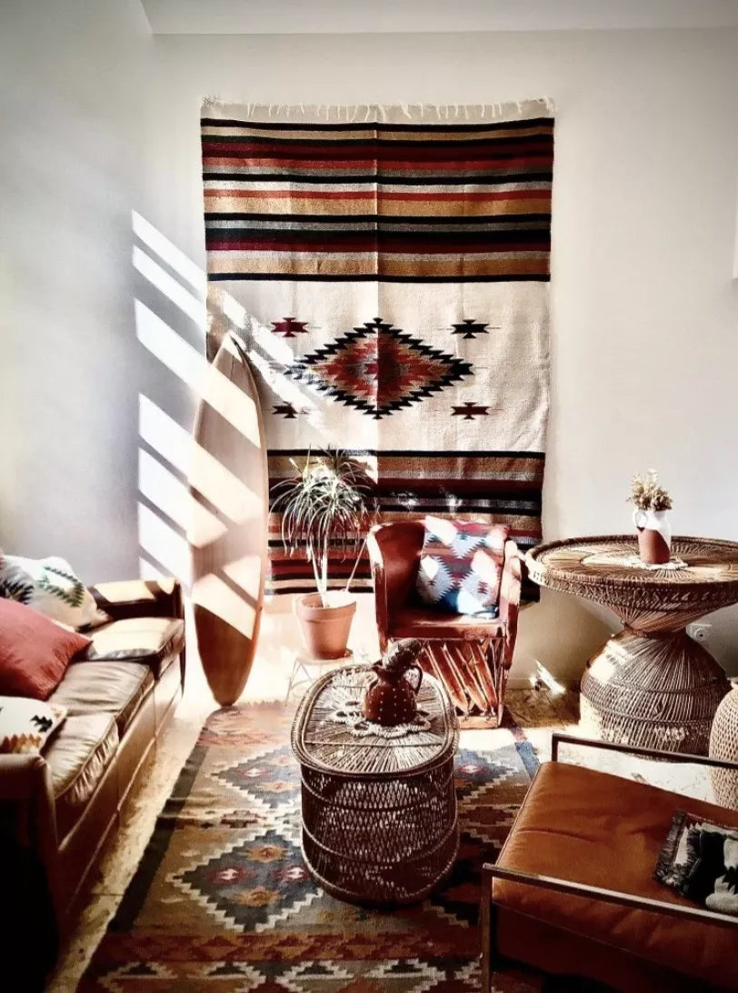 Couverture Mexicaine Blanche et Multicolore - THE WILD WHISPERS