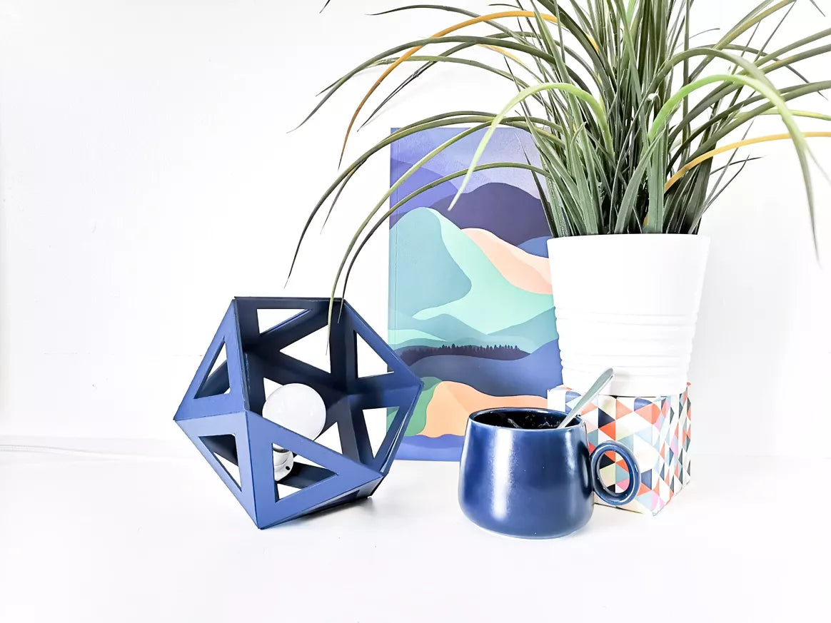 Petite lampe origami bleu marine - Leewalia