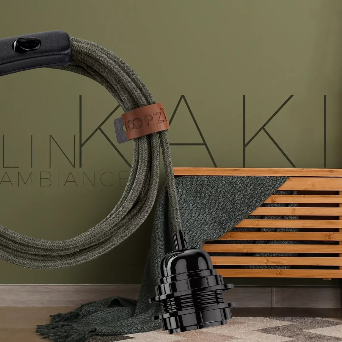 Cordon Electrique Tissu kaki – HOOPZÏ