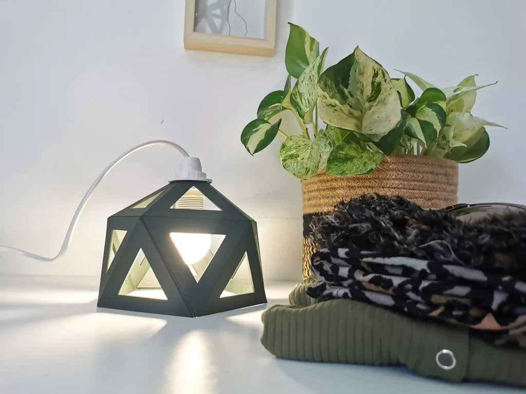 Petite lampe origami vert forêt - Leewalia